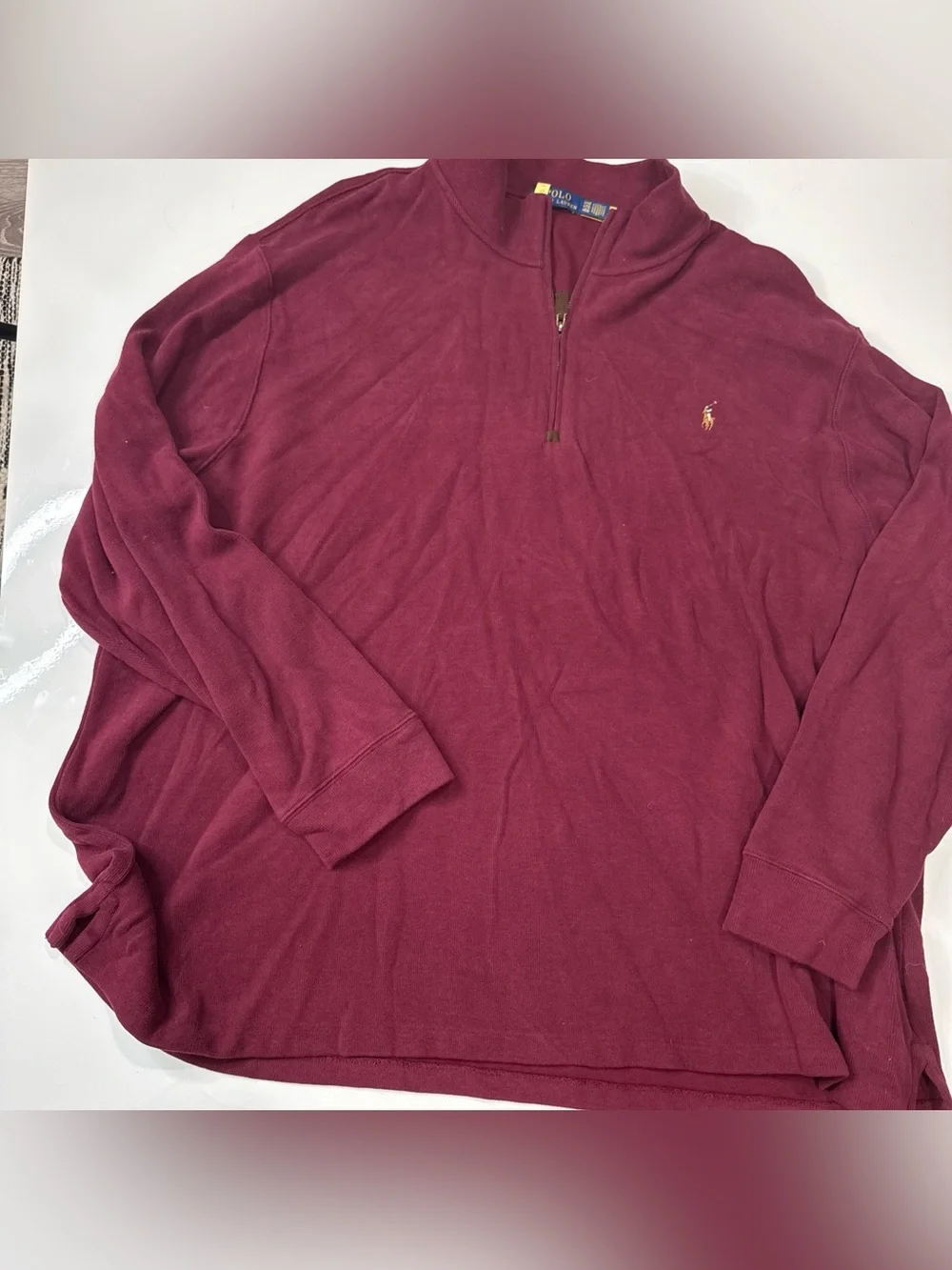 Polo Ralph Lauren Men’s 4xb Cotton Quarter Zip Pullover Maroon Sweater A030626